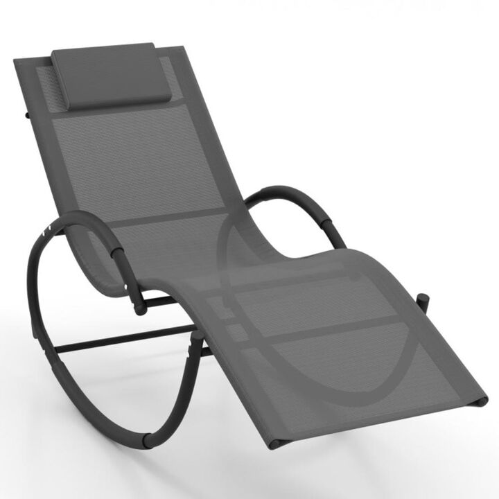Hivvago Outdoor Rocking Lounge Chair with Removable Headrest