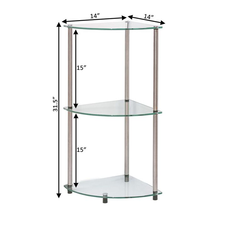 Convience Concept, Inc. Designs2Go Classic Glass 3 Tier Corner Shelf