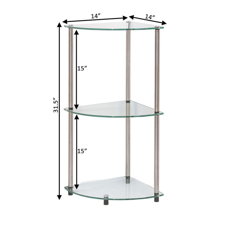 Convience Concept, Inc. Designs2Go Classic Glass 3 Tier Corner Shelf