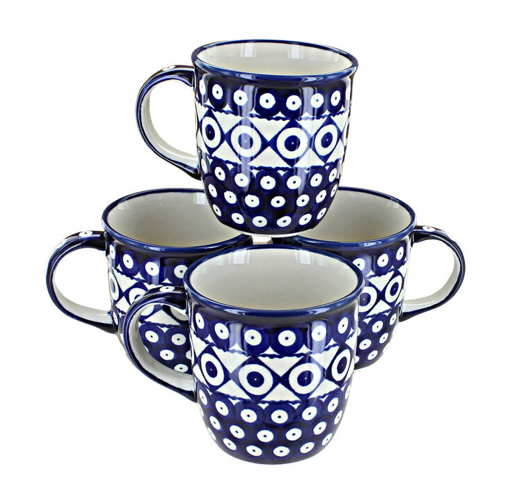 Blue Rose Polish Pottery Zoe 4 Piece Mug Set