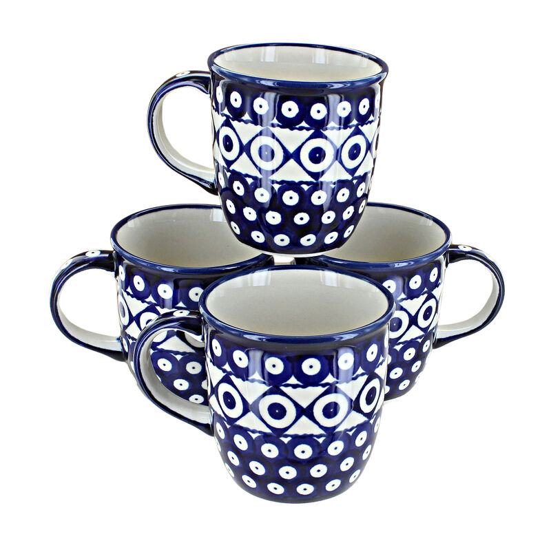 Blue Rose Polish Pottery Zoe 4 Piece Mug Set
