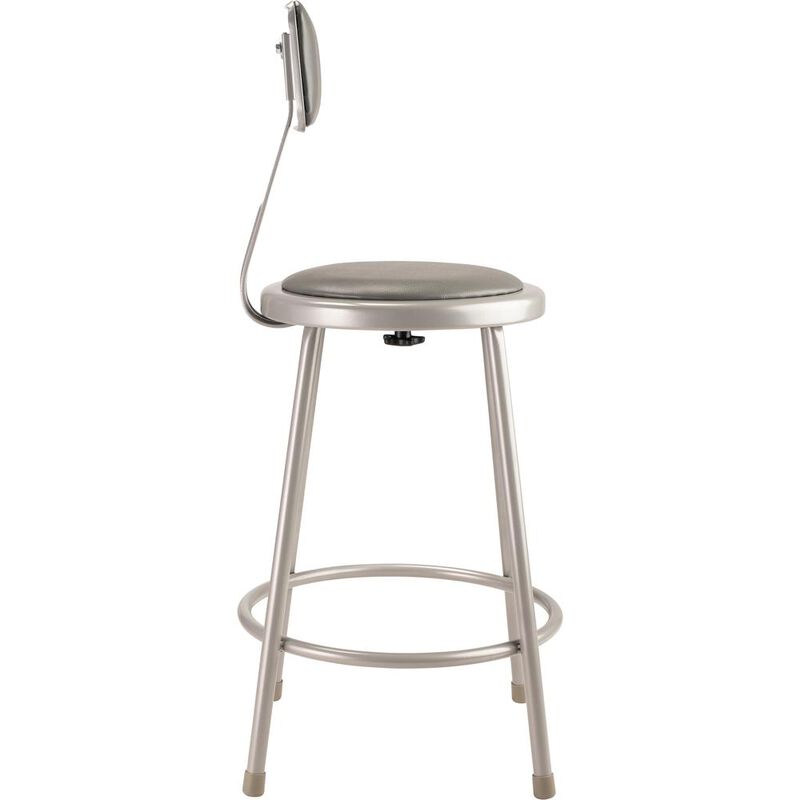 NPS® 24"Heavy Duty Vinyl Padded Steel Stool With Backrest, Grey