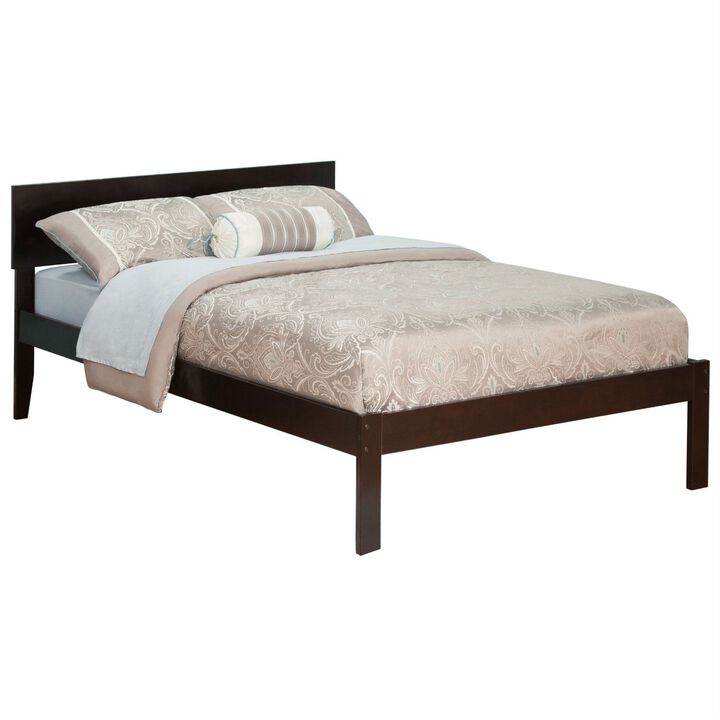 Wood Finish Platform Bed with Headboard for Bedroom Furniture