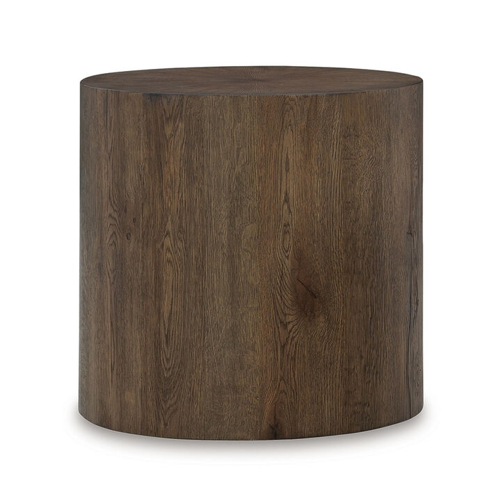 Accent Table Set of 2, Farmhouse Wood Log Shape, Rich Oak Brown Finish - Benzara