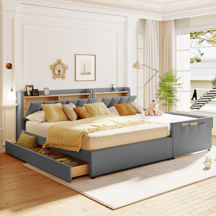 Merax Two in One Upholstered Platform Bed with Storage