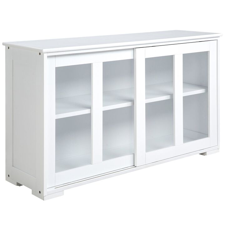 White Kitchen Organizer: Stackable Sideboard with Glass Door
