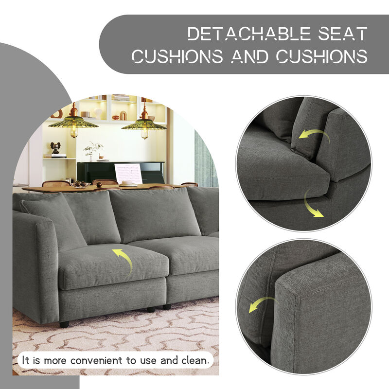 Merax Modern Fabric Sofa with Three Pillows