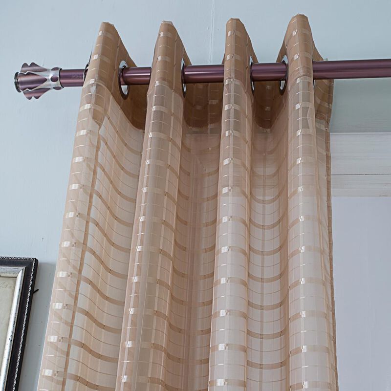 Olivia Gray Wanda Box Voile Grommet Panel - Machine Washable Polyester Curtain Panels with 8 Shiny Silver Grommets