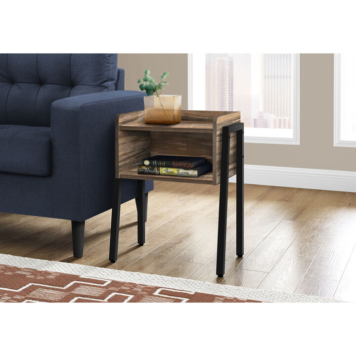 Monarch Specialties I 3583 Accent Table, Side, End, Nightstand, Lamp, Living Room, Bedroom, Metal, Laminate, Brown, Black, Contemporary, Modern