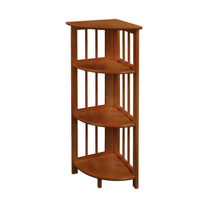 Casual Home 4-Shelf Corner Folding Bookcase, Honey Oak