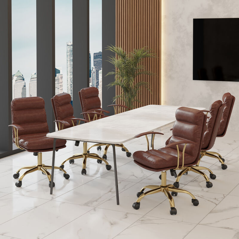 LeisureMod Regina Modern Padded Leather Adjustable Executive Office Chair with Tilt & 360-Degree Swivel – Ergonomic High-Back Desk Chair for Home and Office Comfort