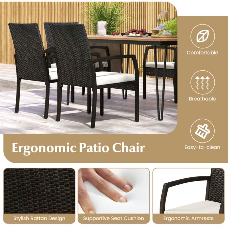 Hivvago 7 Pieces Patio Dining Set with Acacia Wood Dining Table for Porch Backyard Garden Poolside