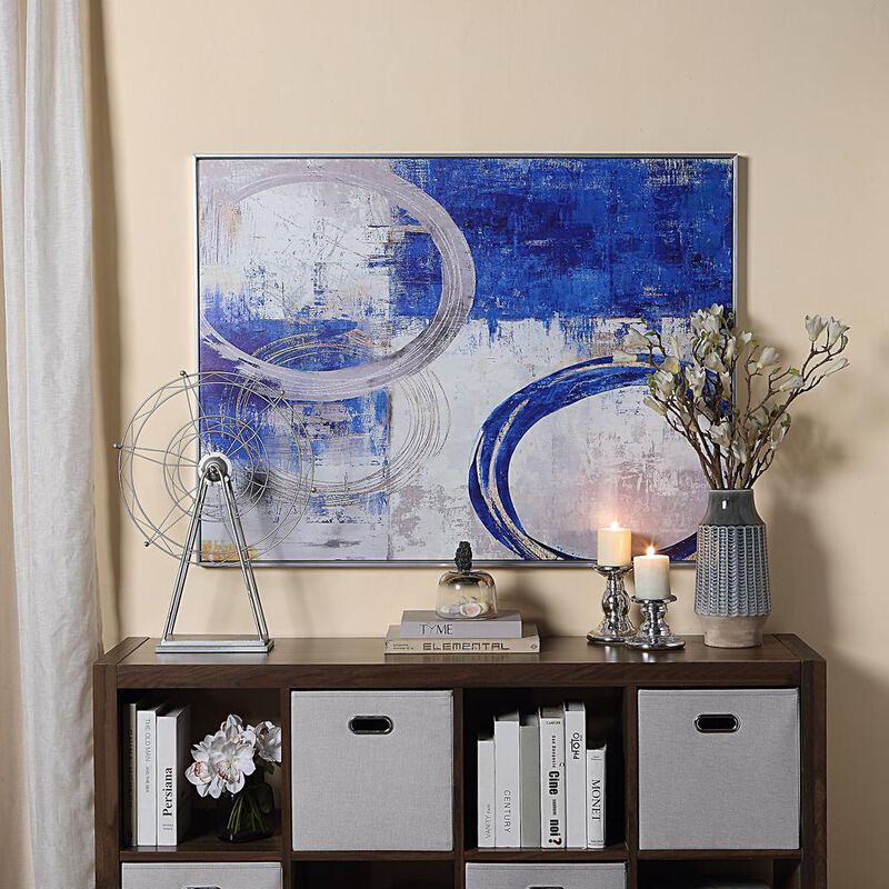 Carolina Living Circle Abstract Wall Art - Blue/Silver - Silver Frame - Large