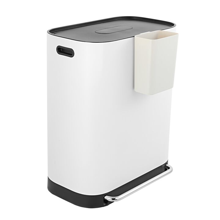 Beni Kitchen Trash/Recycling Double-Bucket Step-Open Trash Can with Liners