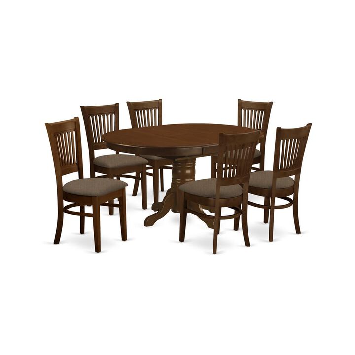 East West Furniture KEVA7-ESP-C 7 Pc set Kenley with a 18 Leaf and 6 Cushion Dinette Chairs
