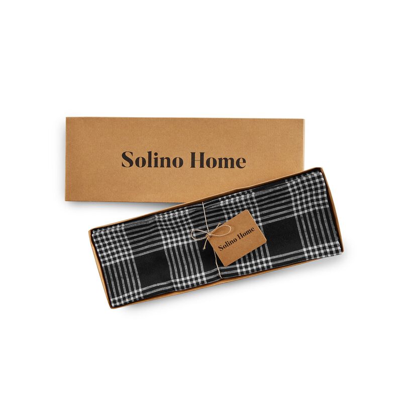 Solino Home 100% Pure Linen 14 x 14 Inch Square Placemats Set of 4 | Glen Check