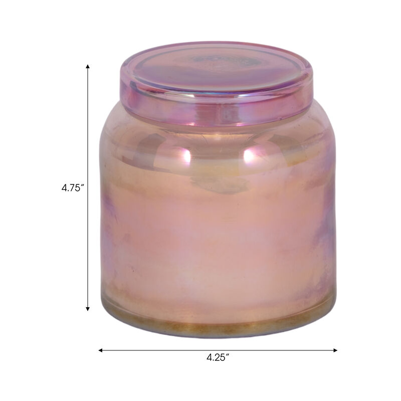 4" 21 Oz Jasmine Luster Lidded Candle, Pink