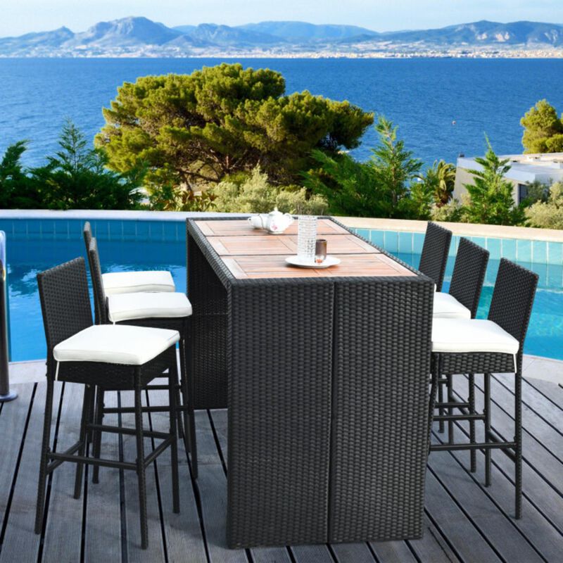 Hivvago 7 Pieces Patio Rattan Wicker Dining Furniture Set