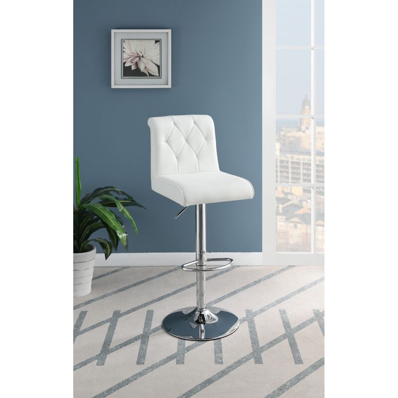 Modern White Faux Leather Barstool Set-2