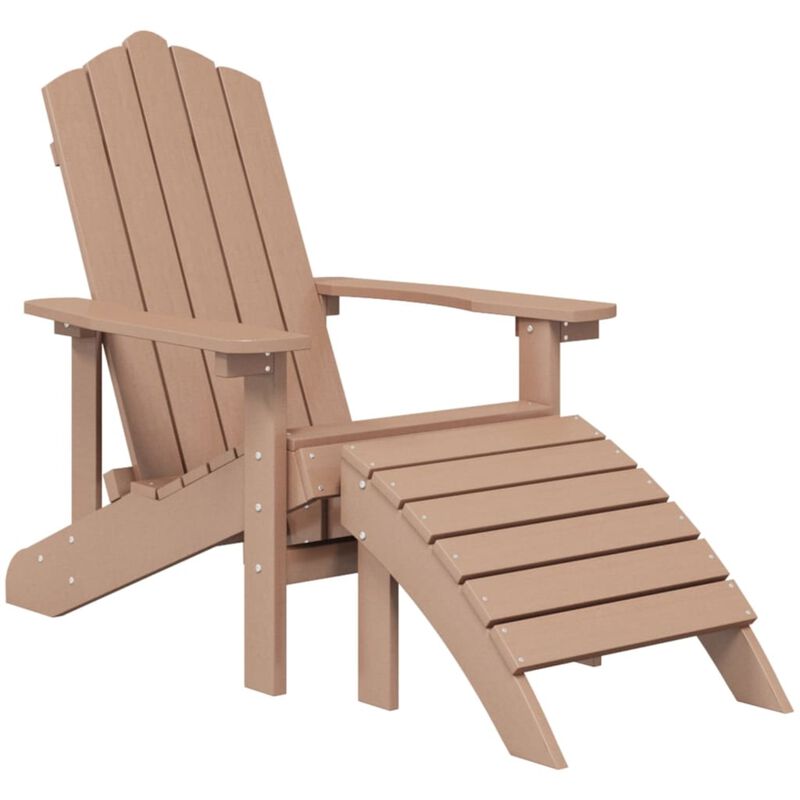 vidaXL Adirondack Chair 2 Pcs, Outdoor Adirondack Chair Weather Resistant with Footstool, Lawn Chair for Patio Porch Garden Backyard Deck, HDPE Brown