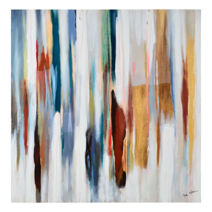 White and Blue Square Unframed Wall Art Decor 45" x 45"