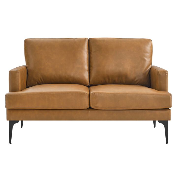 Evermore Vegan Leather Loveseat Tan EEI-6048-TAN