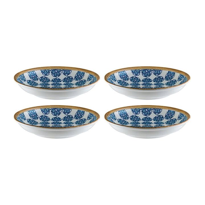 Calif dia.6" h:1.5" 11 oz. Round Decorated Porcelain Bowl (Set of 4)
