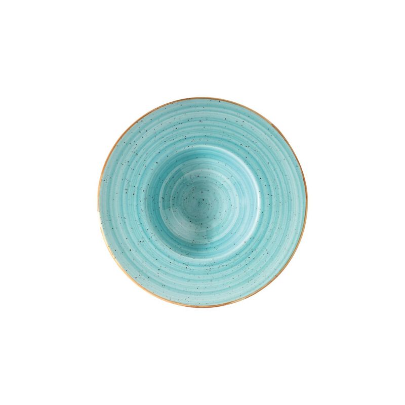 Aqua dia.11" h:2.5" 14 oz. Round Blue Porcelain Bowl (Set of 2)