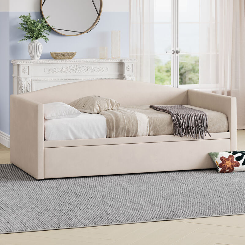 Merax Velvet Daybed with Extended Pop Up Trundle