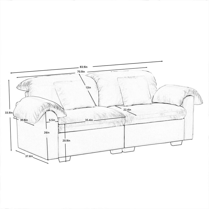 Merax Velvet Loveseat Sofa with Hidden Storage