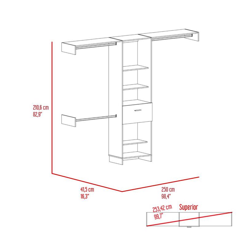 250 Closet System British, Bedroom, Dark Walnut