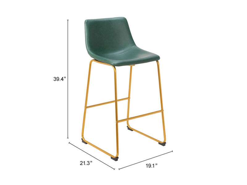Augusta Barstool (Set of 2) Green & Gold