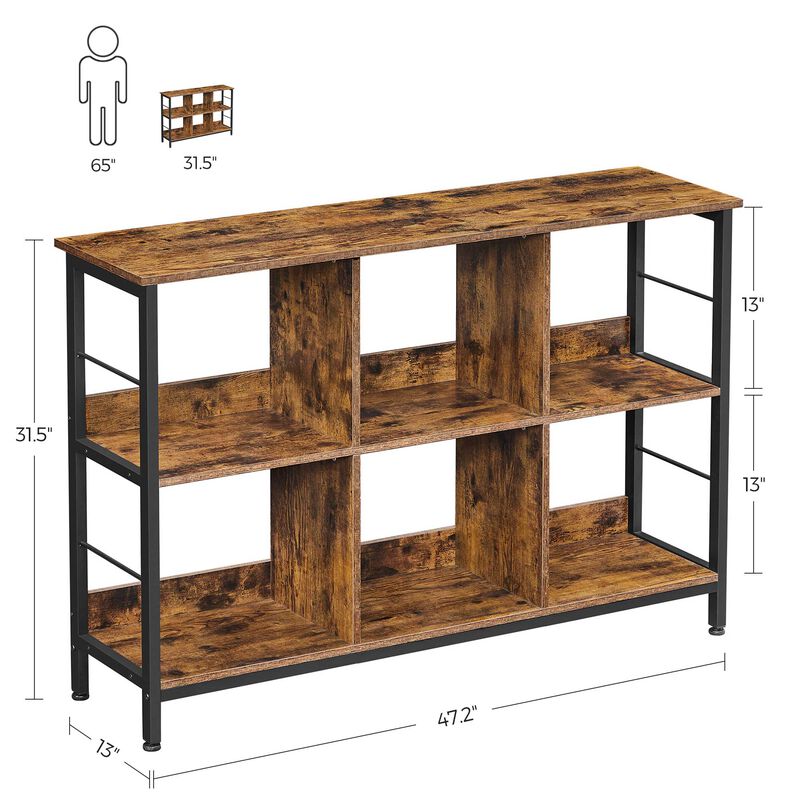 Modern Bookcase with 6 Storage Cubes for Elegant Organization