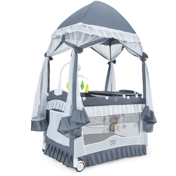 Portable Baby Playpen Crib Cradle with Carrying Bag