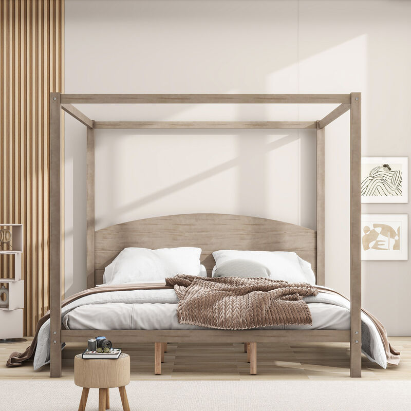 Merax Canopy Platform Bed with Headboard