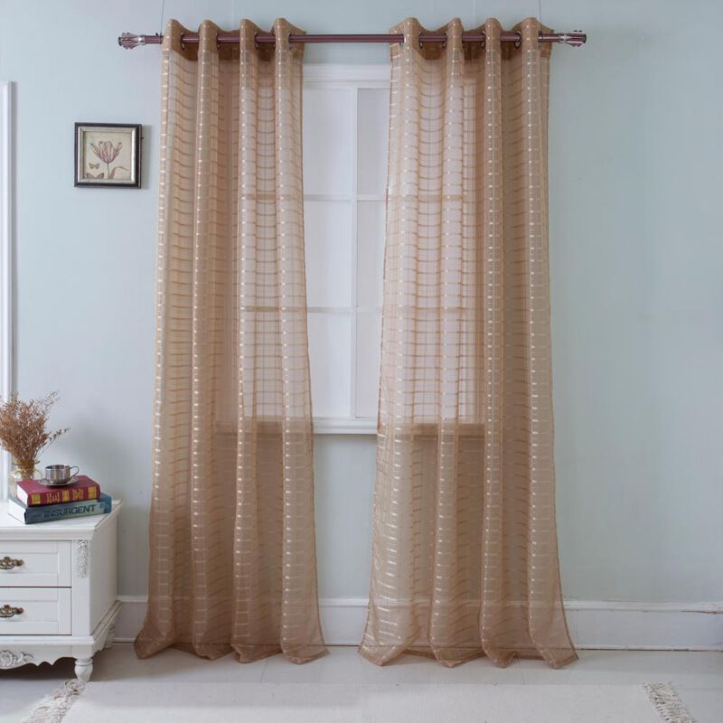 Olivia Gray Wanda Box Voile Grommet Panel - Machine Washable Polyester Curtain Panels with 8 Shiny Silver Grommets
