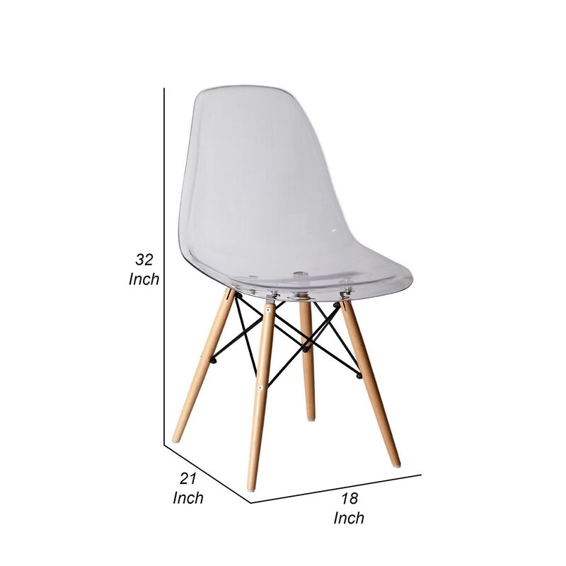 Louie 21 Inch Modern Side Chair, Wood Finished Legs, Translucent Seating-Benzara
