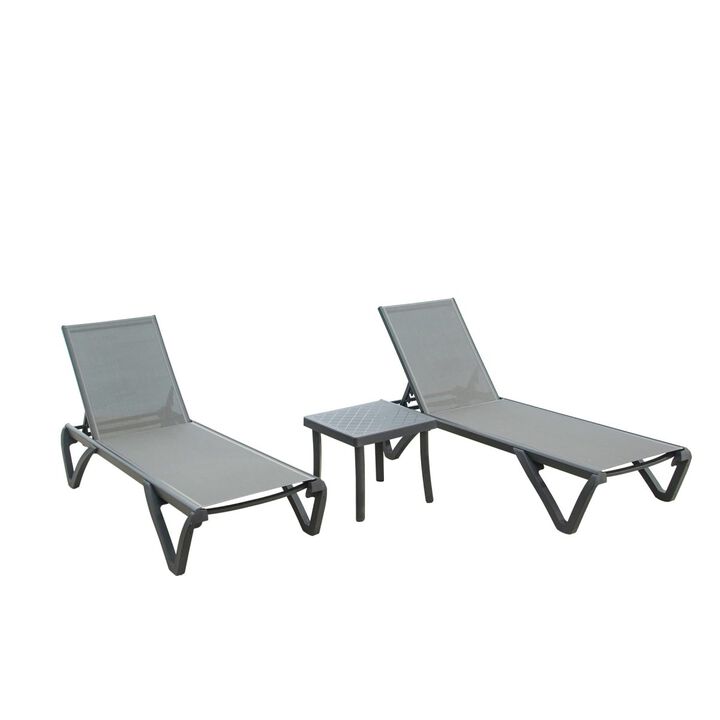 3-Piece Patio Chaise Lounge Set with Table