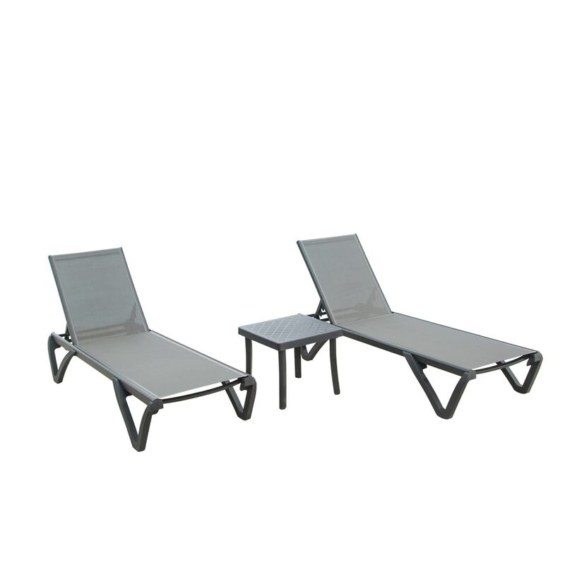3-Piece Patio Chaise Lounge Set with Table