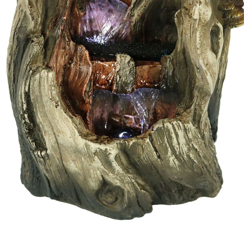 Sunnydaze Cascading Caves Polyresin Indoor Water Fountain with LED - 14 in