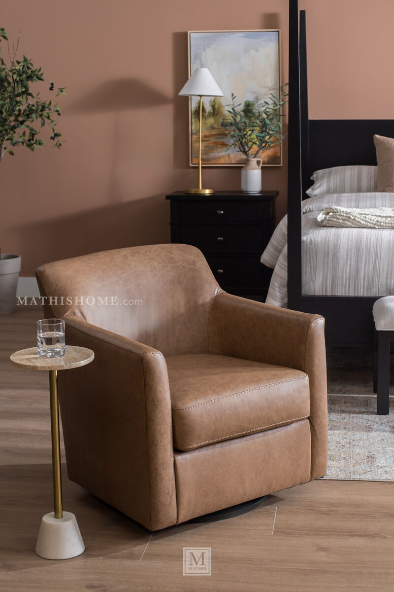Bradney Leather Swivel Accent Chair