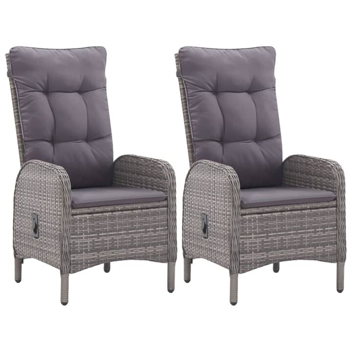 vidaXL 3 Piece Patio Bistro Set Poly Rattan and Glass Gray