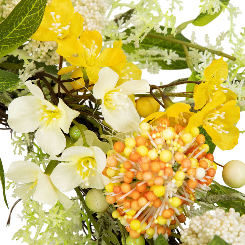 Berry and Thistle Floral Spring Wreath - 26" - Yellow and Orange