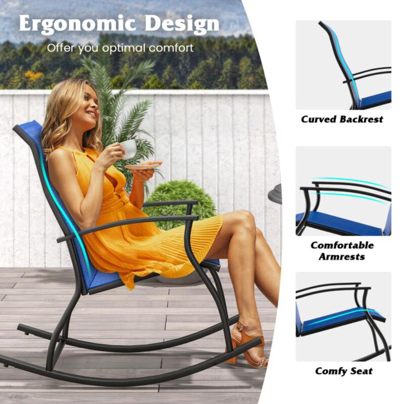 Hivvago 2 Pieces Outdoor Rocking Chairs with Breathable Backrest