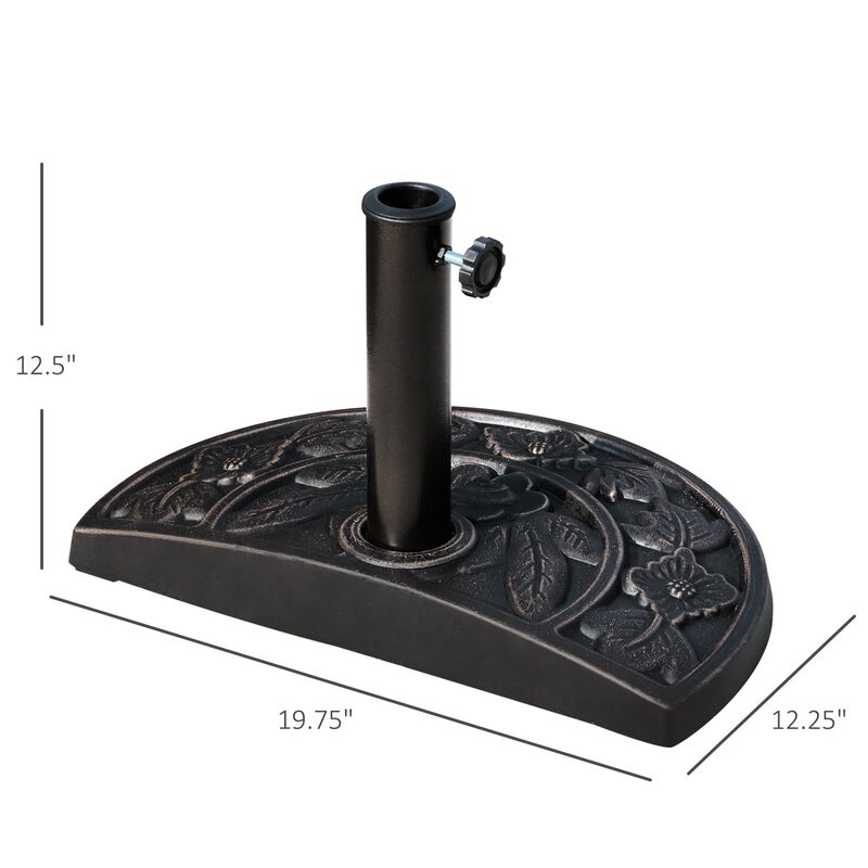 Bronze Umbrella Anchor: 20lbs Half-Round Decorative Resin Base