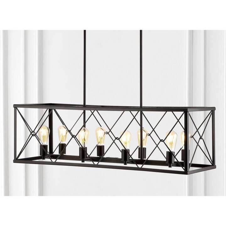 Galax 8-Light Adjustable Iron Farmhouse Industrial LED Dimmable Pendant