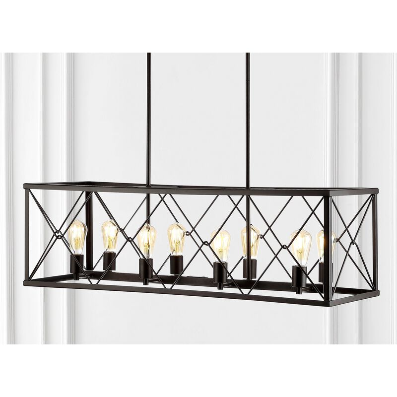Galax 8-Light Adjustable Iron Farmhouse Industrial LED Dimmable Pendant