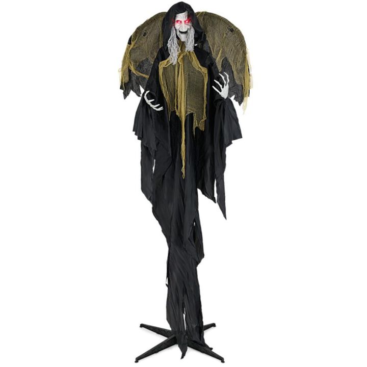 Hivvago 8.2 ft Halloween Standing Witch with Lighted Eyes and Automatic Wing Movement