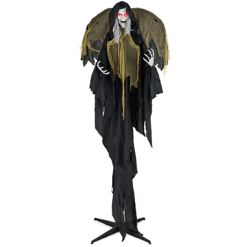 Hivvago 8.2 ft Halloween Standing Witch with Lighted Eyes and Automatic Wing Movement