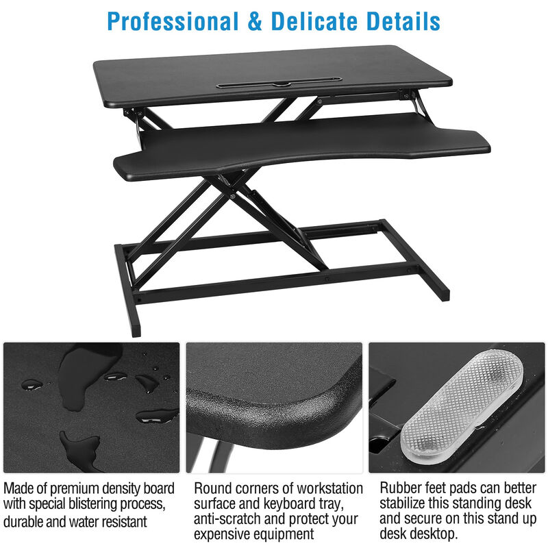 Sit to Stand Height Adjustable Desk Converter, Tabletop Workstation for Laptops & Dual Monitors